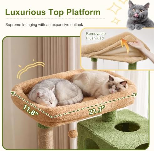 Heybly Cat Tree, 76-Inch Tall Heavy Duty Cat Tower - Image 4