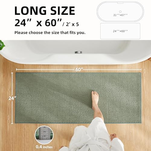 TYUU Bathroom Runner Rug, Long Bath Mat Washable Thin Quick Dry Low Pile - Image 2