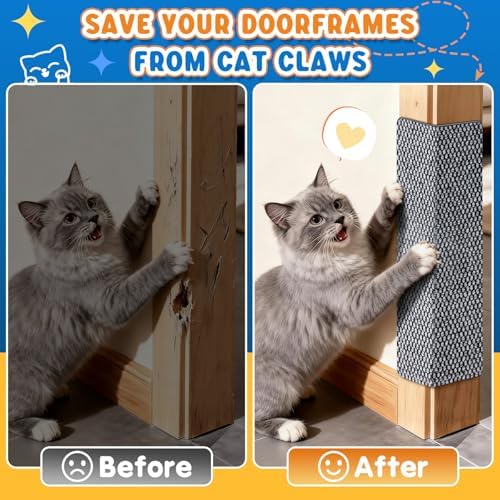 Wall Cat Scratcher for Indoor Cats, Corner Furniture Protector Light Grey - Image 7