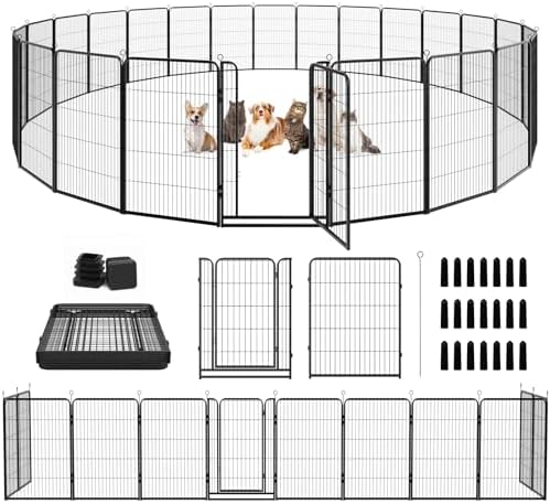 Kfvigoho Dog Playpen Outdoor Extra Wide 24 Panels Heavy Duty Dog Fence 47" by Committedtobetterpetlife