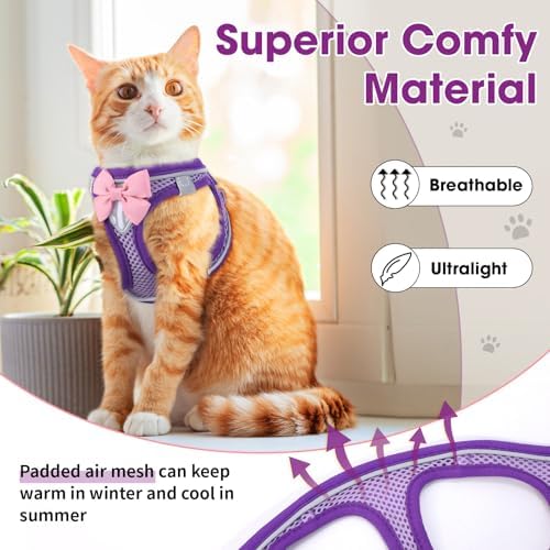 Cat Harness and Leash Set, Escape Proof Kitten Harness Purple XS - Image 4