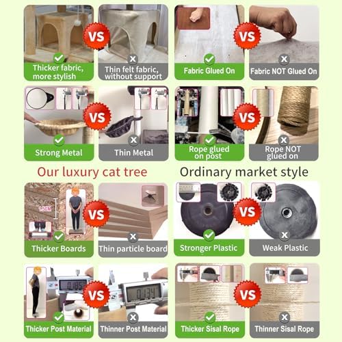 48" Cat Apartment Cat Tree, 3 Cozy Cat Condos, Dark Gray - Image 6