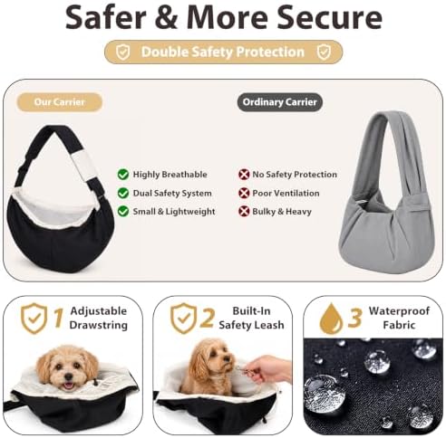 Dog Sling Carrier for Small Dogs and Cats Up to 15 lbs, Hands Free Pet Carrier - Image 5