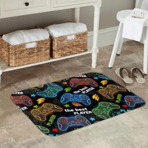 Video Game Controller Background Bath Mat 24x16 Inch Non-Slip Soft Microfiber - Image 2