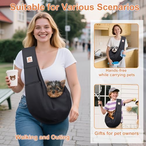 Tomkas Small Dog Cat Sling Carrier Puppy Purse Travel Wrap Soft Crossbody Pet - Image 2