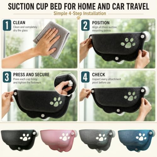 Cat Car Window Hammock with Soft Pad, Cat Car Window Seat，Dark Gray：Large - Image 7
