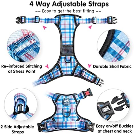 PoyPet Plaid Dog Harness Small, No Pull Vest - Image 3