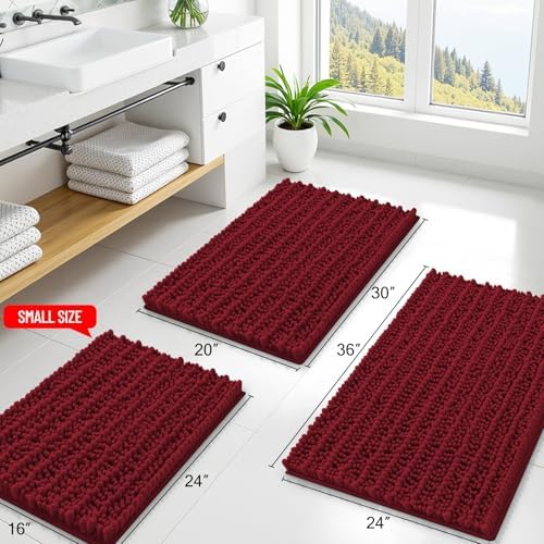Smiry Bathroom Rugs 30X20, Extra Soft Rubber Backing Chenille Bath Mats - Image 2