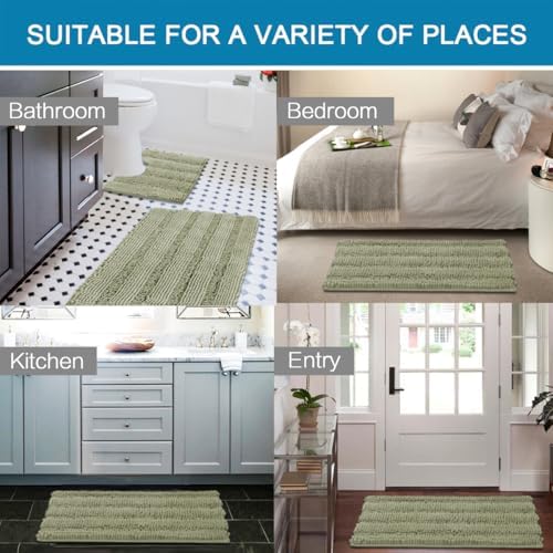 H.VERSAILTEX Bathroom Rug Sets 2 Piece Bath Mats Non Slip Thick Soft Chenille - Image 6