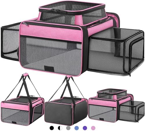 Top and 2 Sides Expandable Cat Carrier 18x13.5x9.5 TSA Airline Approved by SHARLOVY
