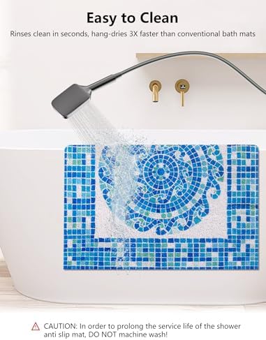 Square Shower Mat, Yonala 24 x 24 Inch Stylish Non Slip Shower Mats - Image 6