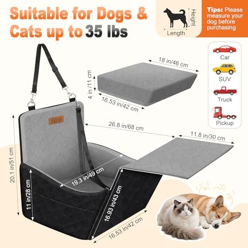 Elevated Dog Car Seat for Small and Medium Dogs Up to 35 lb - Image 4