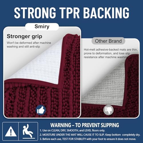 Smiry Bathroom Rugs 24X16, Extra Soft Rubber Backing Chenille Bath Mats - Image 3