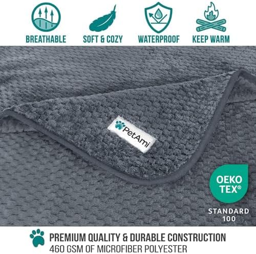 PetAmi Waterproof Dog Blanket, Leakproof Puppy Blanket, 29x40 Dark Gray - Image 3