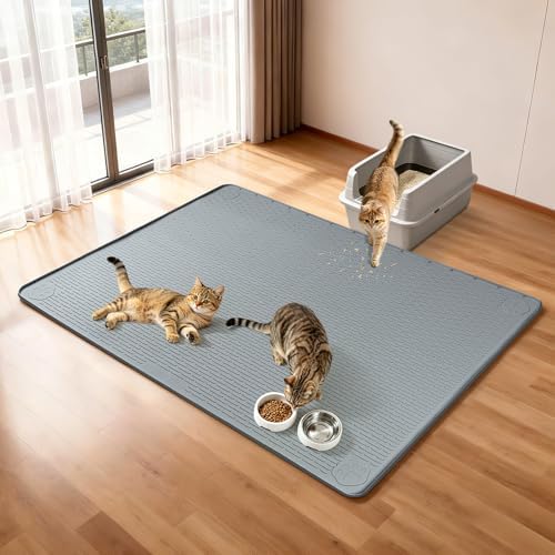 Silicone Cat Litter Mat for Litter Box 40”x40” Large Cat Mat, Dark Grey - Image 2