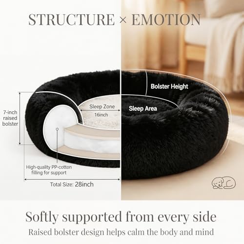nononfish Cozy Donut Dog Bed, Soft Calming Bed - Image 4