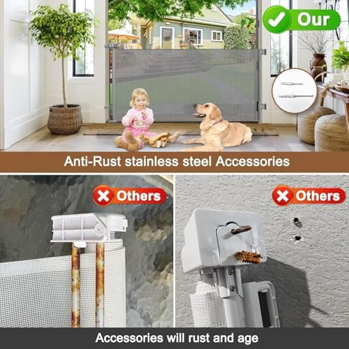 100" Wide Weatherproof Outdoor Retractable Dog Gate, Baby Gates Extra Wide - Image 3