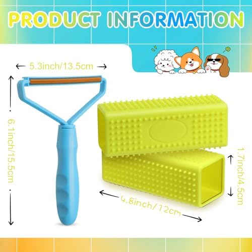 Honeydak 3 Pcs Hair Remover Tool, Dog Cat Hair Remover, Light Blue - Image 2