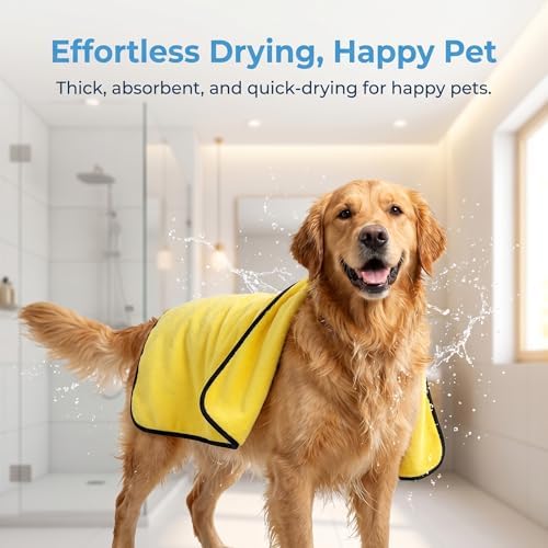 Premium Dog Towels for Drying Dogs & Cats, 39.3''X19.6'', Efficient Pet Hair - Image 6