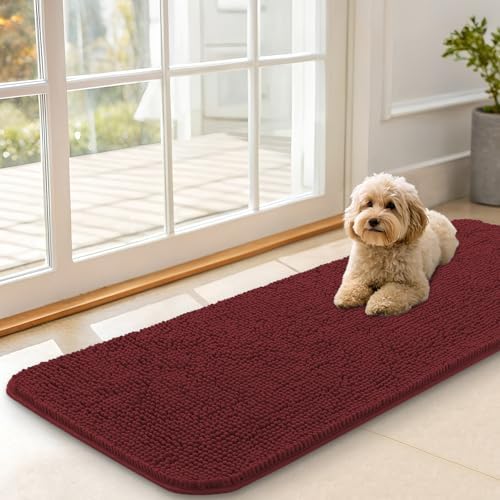 OLANLY Dog Door Mat for Muddy Paws 47x17, Super Absorbent Chenille Mud Mat by OLANLY