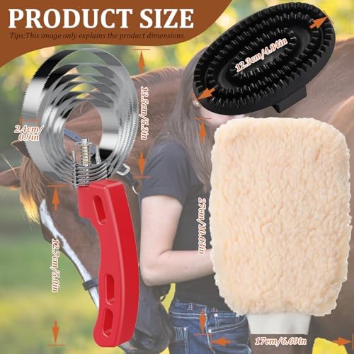 Curry Comb Kit, 6 Ring Curry Comb & Rubber Brush - Image 2