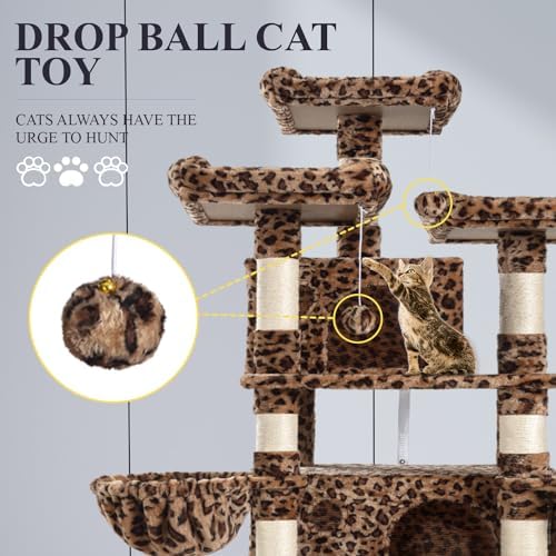 Allewie 68 Inches Cat Tree/House and Towers - Image 3