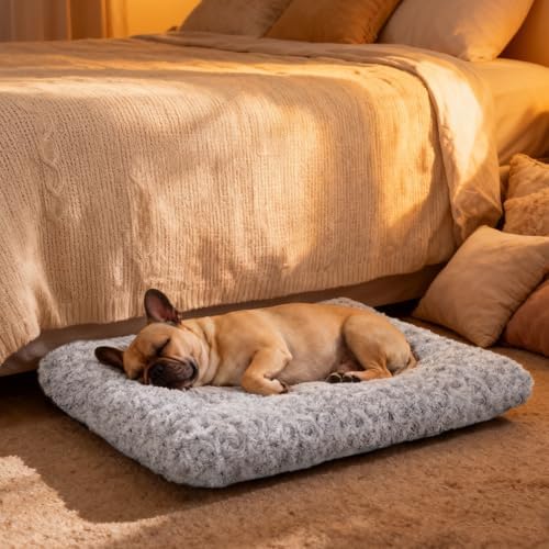 Dog Bed Medium Size, Plush Washable Pet Bed Mat, Dog Crate Bed 29"x21" Gray - Image 6