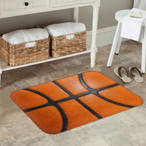Basketball Texture Bath Mat Non-Slip Soft Microfiber Bathroom Rugs Washable - Image 2