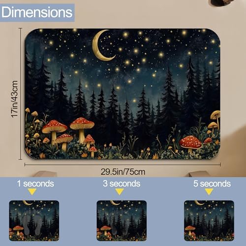 Diatomaceous Bathroom Rugs, Forest Red Mushroom Bathroom Decor, Starry Moon - Image 2