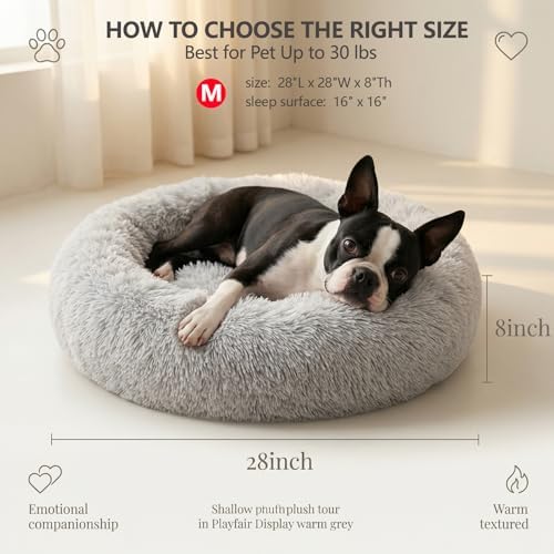 nononfish Small Dog Bed, Soft Calming Donut Plush Pet Bed - Image 3