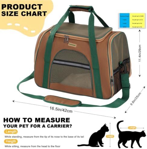 Soft-Sided Pet Carrier for Cats & Small Dog 10 LBS Brown Fabric Pet Home - Image 2