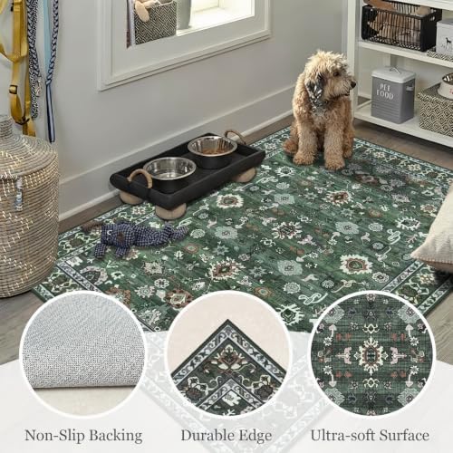 5x5 Rug Soft Washable Non Slip Vintage Mat - Image 3