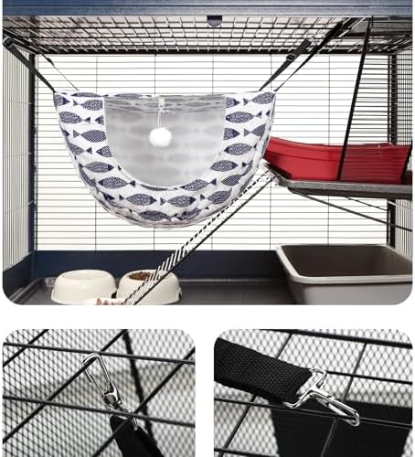 Unittype 2 Pieces Cat Cage Hammock Hanging Pet Bed, 2 Styles - Image 6