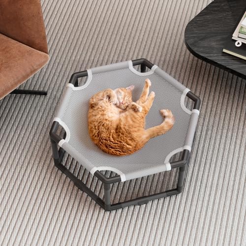 Tresbro Elevated Cat Hammock Bed, Hexagon Raised Cat Swing Bed Chair Cot - Image 5