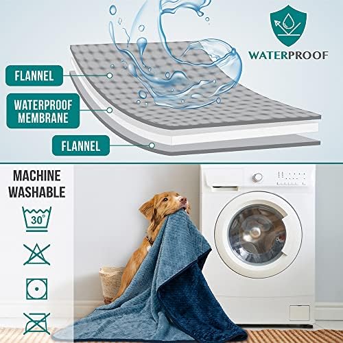 PetAmi Waterproof Dog Blanket, Leakproof Pet Blanket, Twin 60x80 Navy Blue - Image 4
