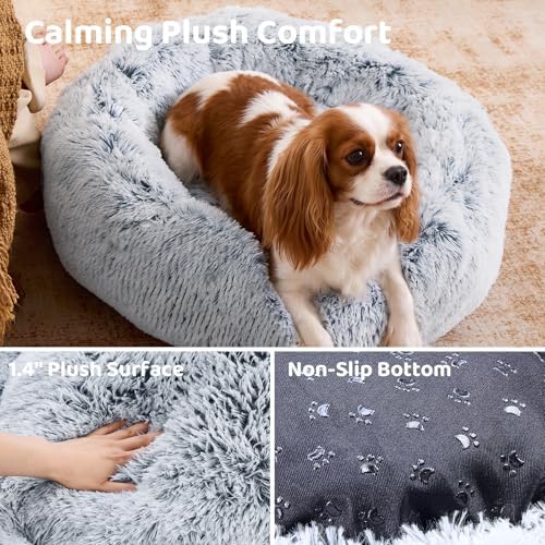 JOLLYVOGUE Small Dog Bed, Calming Soft Anti-Anxiety Donut Cat Bed, Washable - Image 4