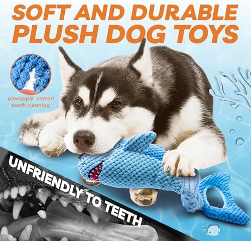 LEGEND SANDY Squeaky Dog Toys for Large Dogs – Interactive Plush Shark Toy - Image 4