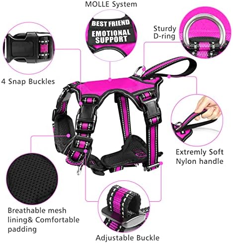 WINSEE Pet Harness Collar and Leash Set, All-in-one Reflective Dog Harness No - Image 4