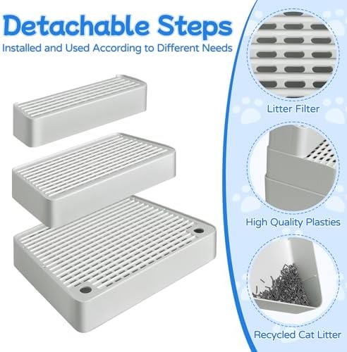 Extra Large 3 Steps Litter Box Ramp, Adjustable Cat Litter Box Step - Image 3
