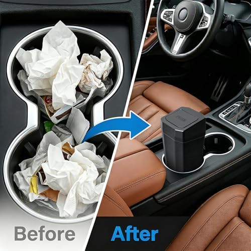 Car Trash Can, Leakproof Mini Cup Holder Car Garbage Can - Image 6