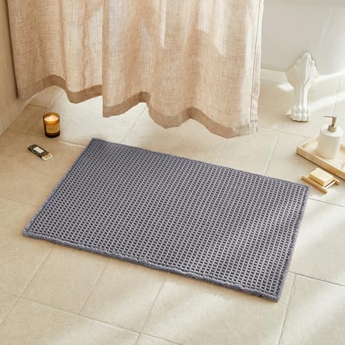TYUU Waffle Bath Mat, Boho Bathroom Rugs Non Slip, 36x24 Grey by TYUU