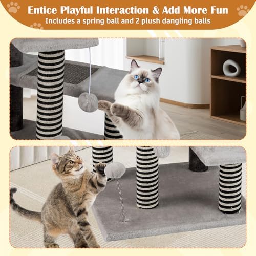 PETSITE 37-inch Small Cat Tree for Elder Cats, Modern Cat Tree Tower - Image 6