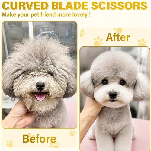 7" Curved Thinner Dog Scissor, Curved Fluffer Scissors, 42 Teeth - Image 6