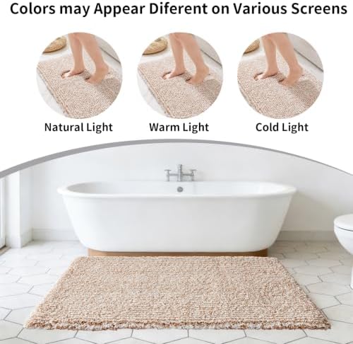 Disolla Beige & White Bathroom Runner Rug 24x59, Soft Plush Large Bath Mat - Image 7