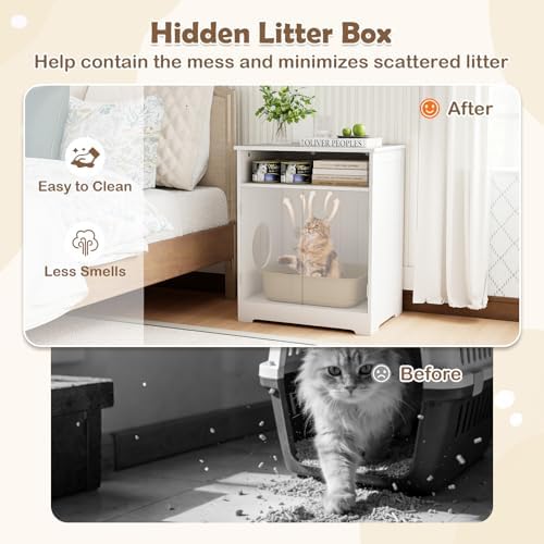 Tangkula Wooden Cat Litter Box Enclosure - Image 3