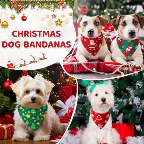 Preboun 100 Pcs Christmas Dog Bandanas Bulk, Red and Green Santa Snowmen - Image 6