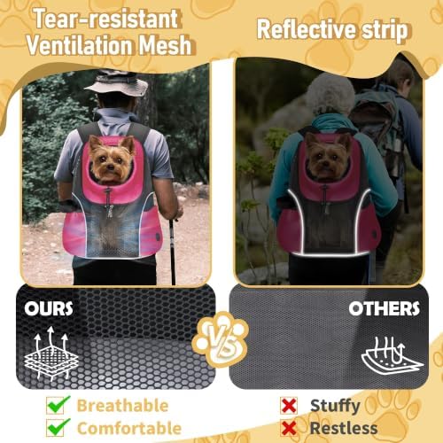 WOYYHO Pet Dog Carrier Backpack, Ventilated Mesh Small Dog Front Backpack - Image 2