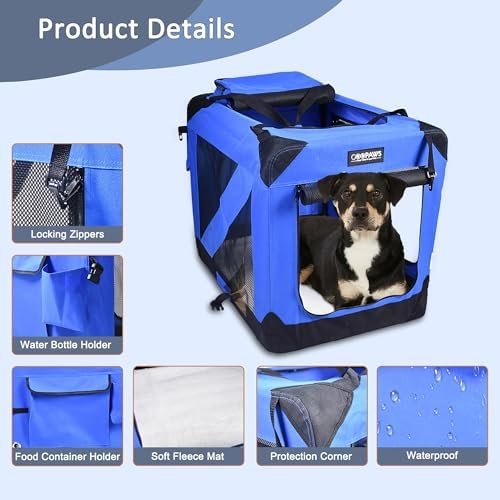 JESPET 3 Door Soft Dog Crates Kennel, Collapsible Travel Pet Carrier - Image 3