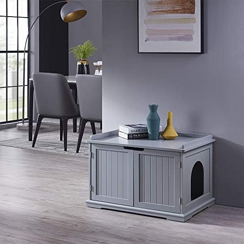 unipaws Cat Litter Box Enclosure Furniture, Hidden Litter Box Cover - Image 2