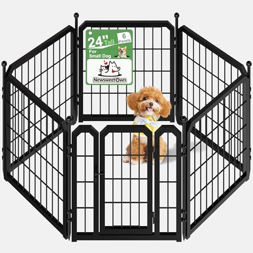 Indoor Dog Playpen, 24 Inch Metal Puppy Playpen, 6 Panels by Newsweetown